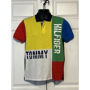 Tommy‎ Hilfiger Bold Colorblock Youth Boys Large 16/18 Polo Shirt Preppy Vibrant